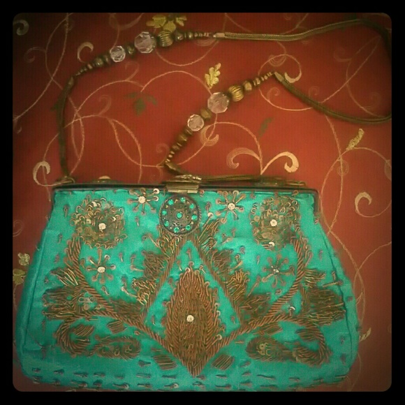 Timmy Woods Handbags - Timmy Woods Gold Embroidery Evening Bag